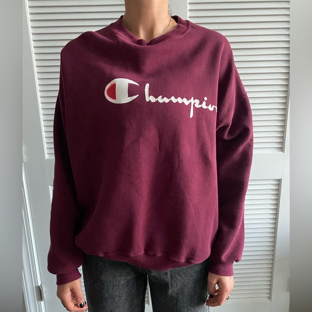 1980's Vintage Bootleg Champion Sweatshirt Maroon XL